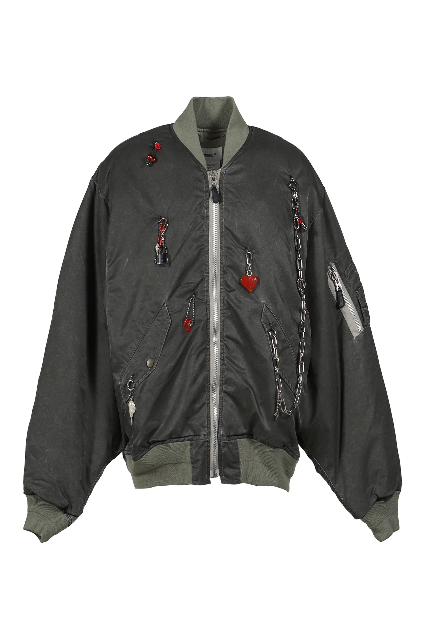 KEY CHAIN DECORATED BOMBER JACKET / GRY KEY CHAIN DECORATED BOMBER