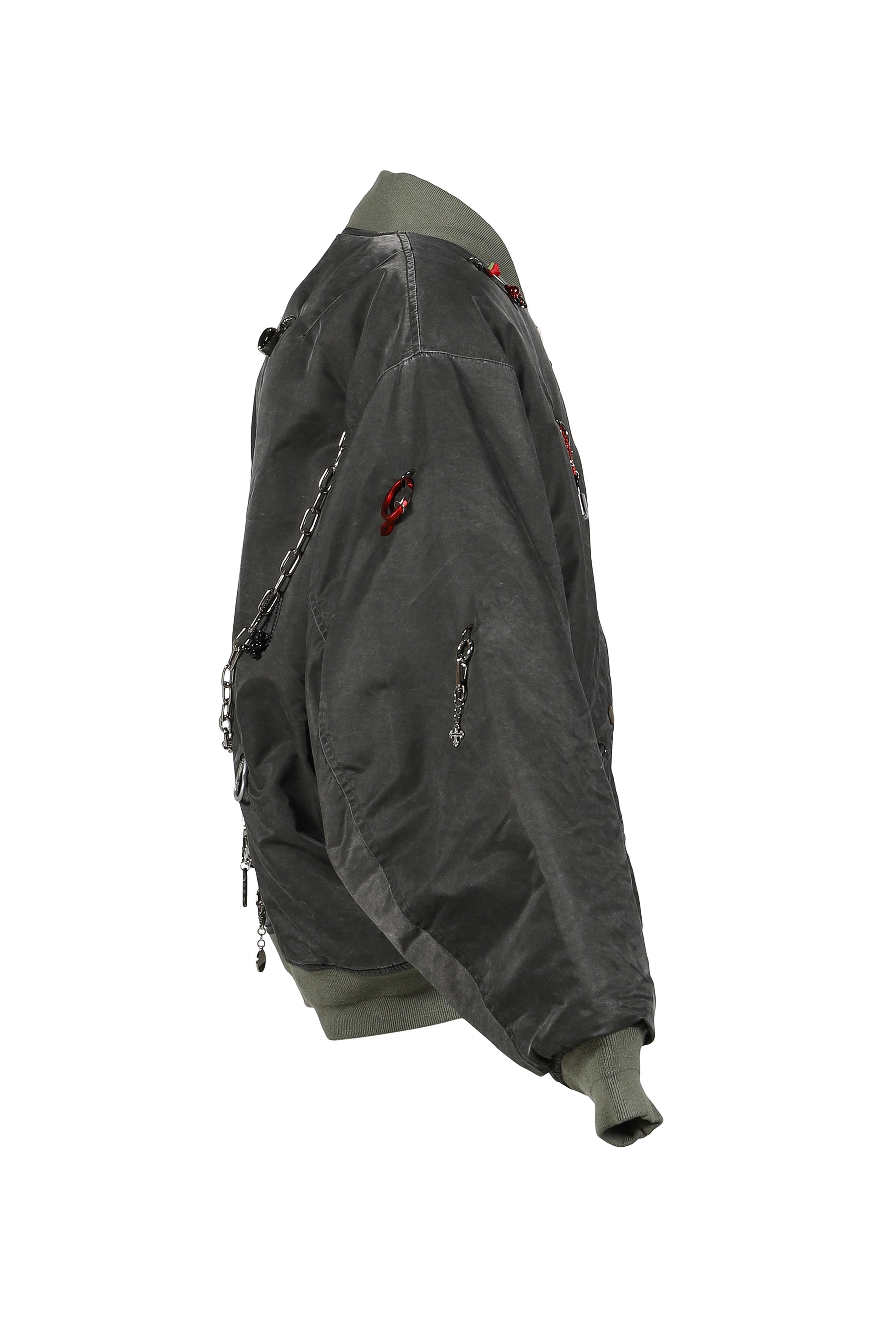 doublet FW25 KEY CHAIN DECORATED BOMBER JACKET / KHA - NUBIAN