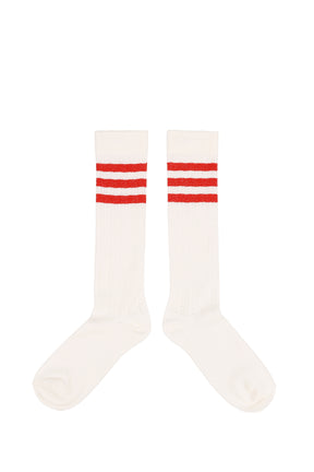 WB CROCHET HIGH SOCK / CHALK WHITE / NIGHT NAVY