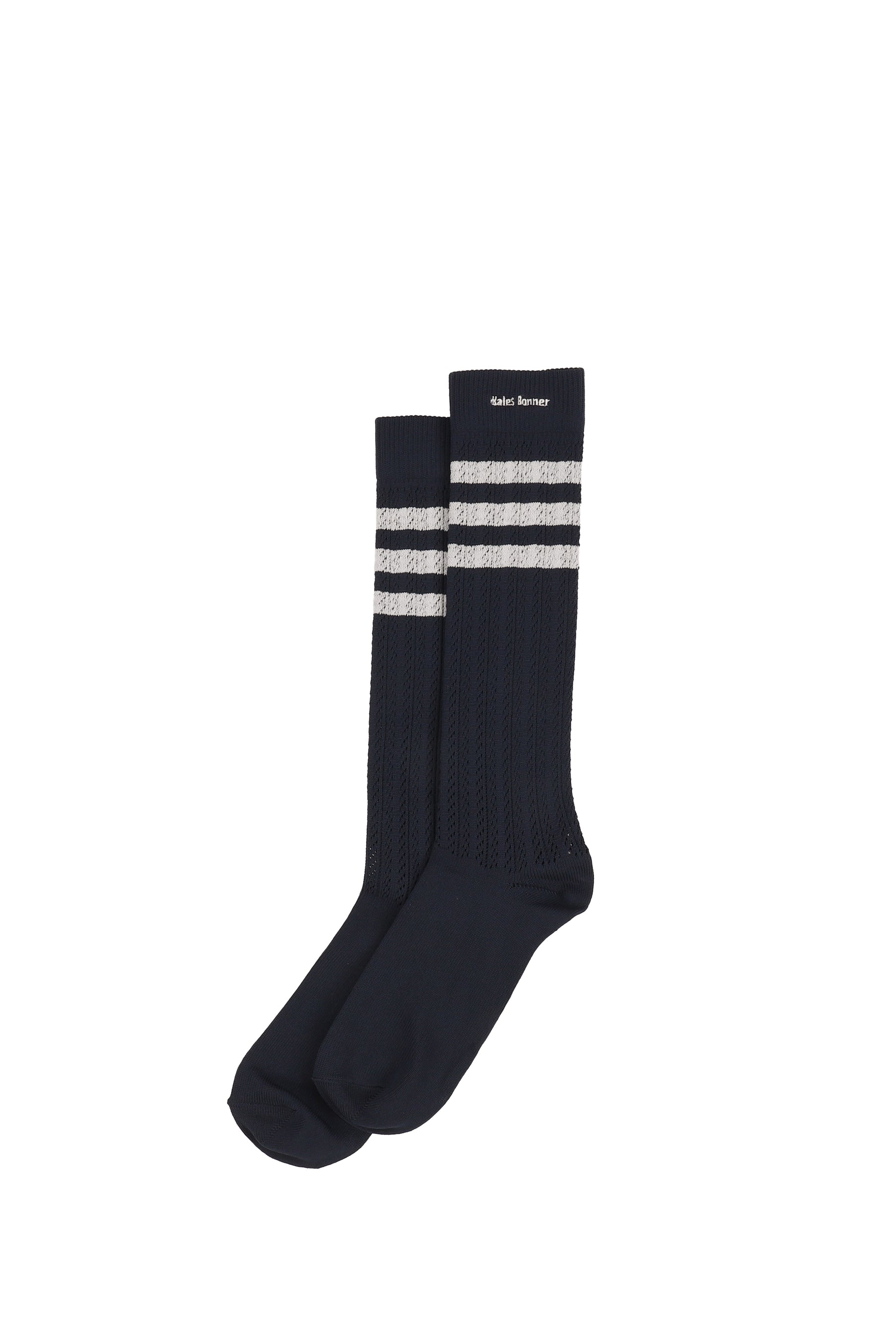 WB CROCHET HIGH SOCK / CHALK WHITE / NIGHT NAVY