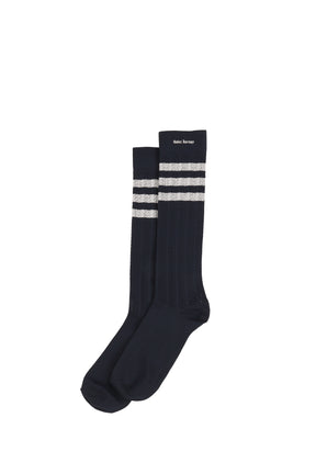 WB CROCHET HIGH SOCK / CHALK WHITE / NIGHT NAVY