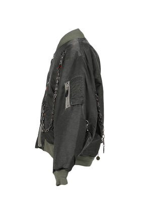 doublet FW25 KEY CHAIN DECORATED BOMBER JACKET / KHA - NUBIAN
