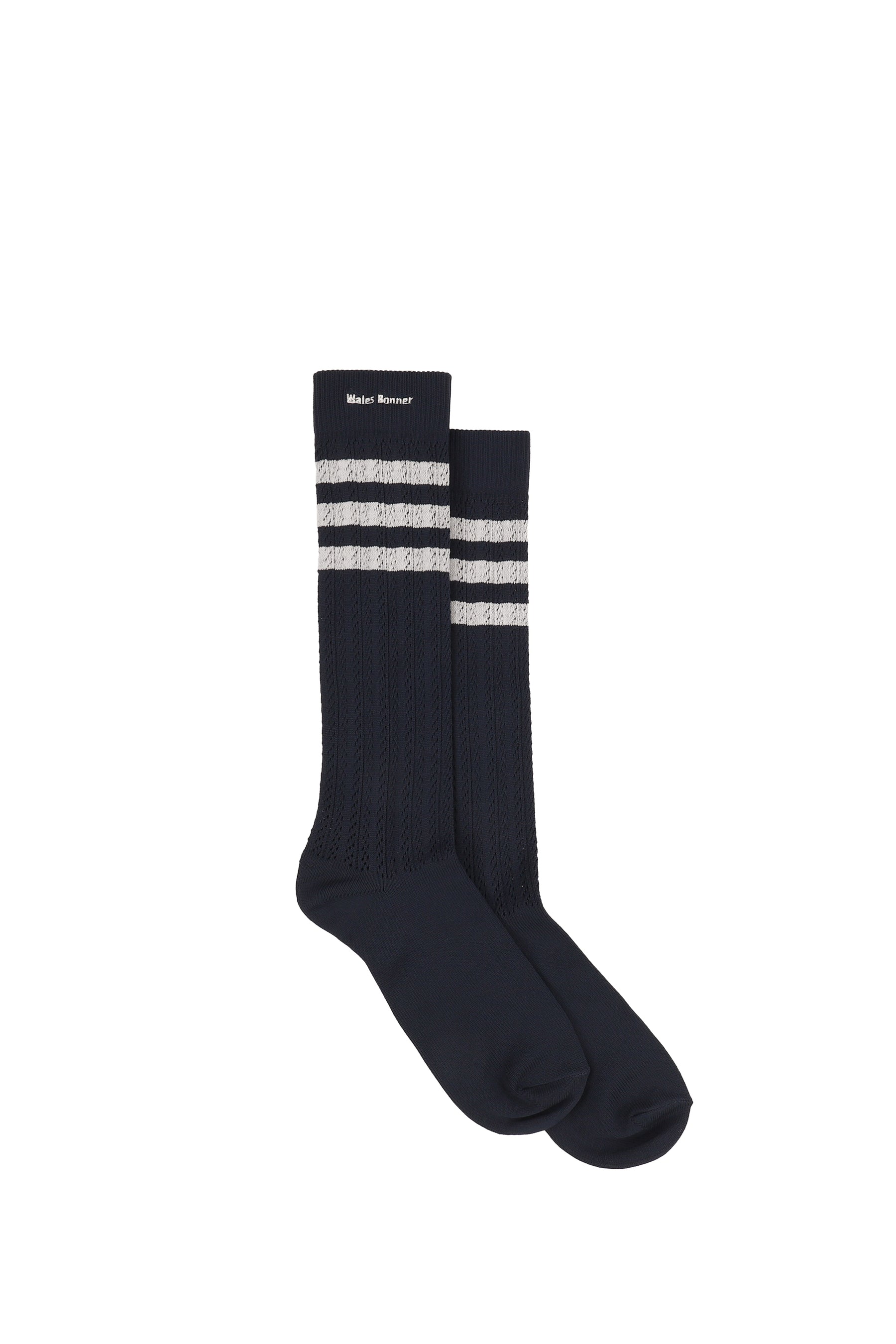 WB CROCHET HIGH SOCK / CHALK WHITE / NIGHT NAVY