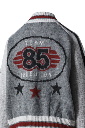 TEAM 85 KNITTED BOMBER JACKET / GRY