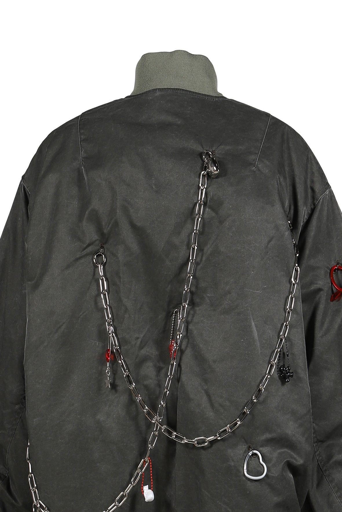 ジャケット・アウター KEY CHAIN DECORATED BOMBER JACKET / GRY KEY CHAIN DECORATED BOMBER JACKET / GRY