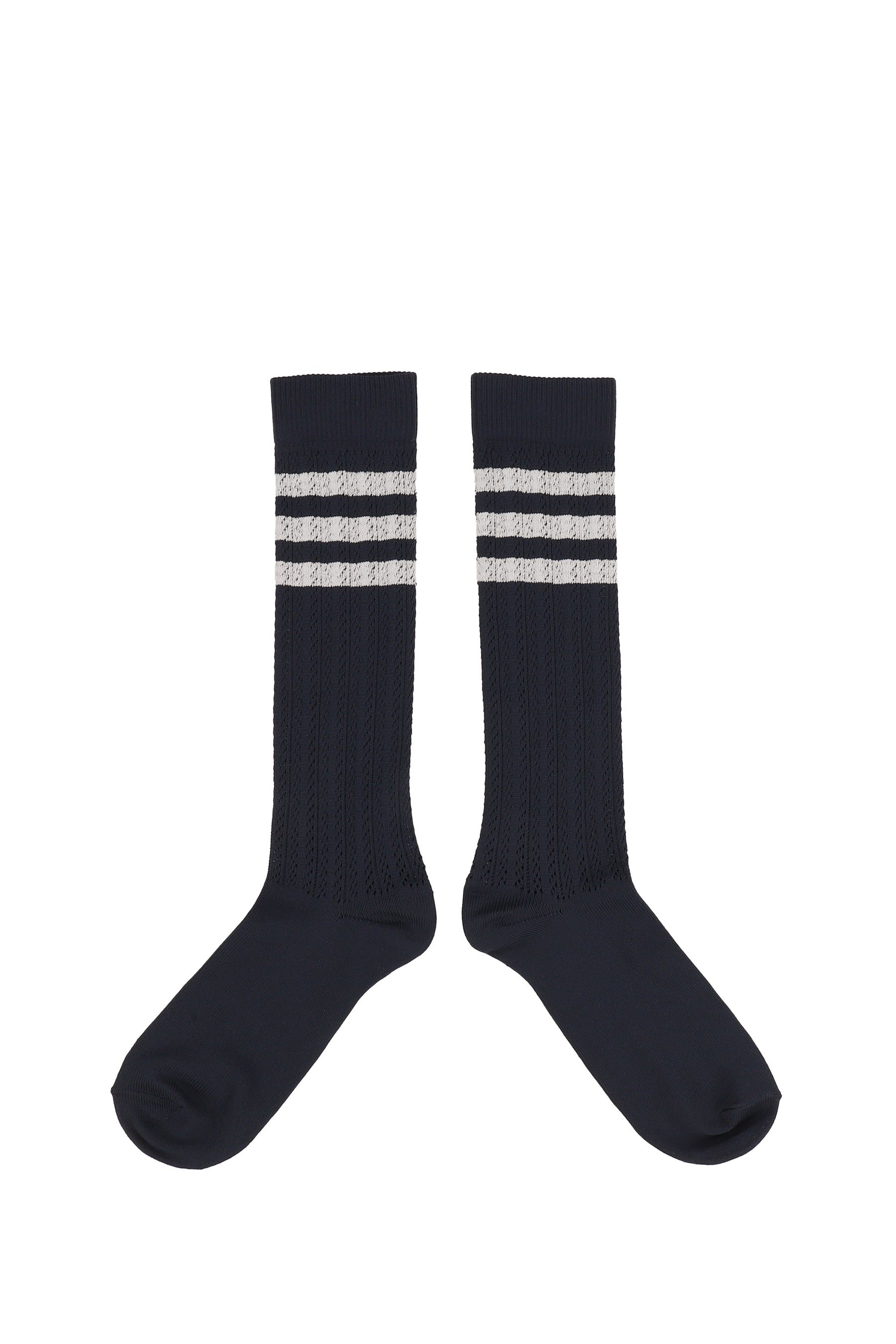 WB CROCHET HIGH SOCK / CHALK WHITE / NIGHT NAVY