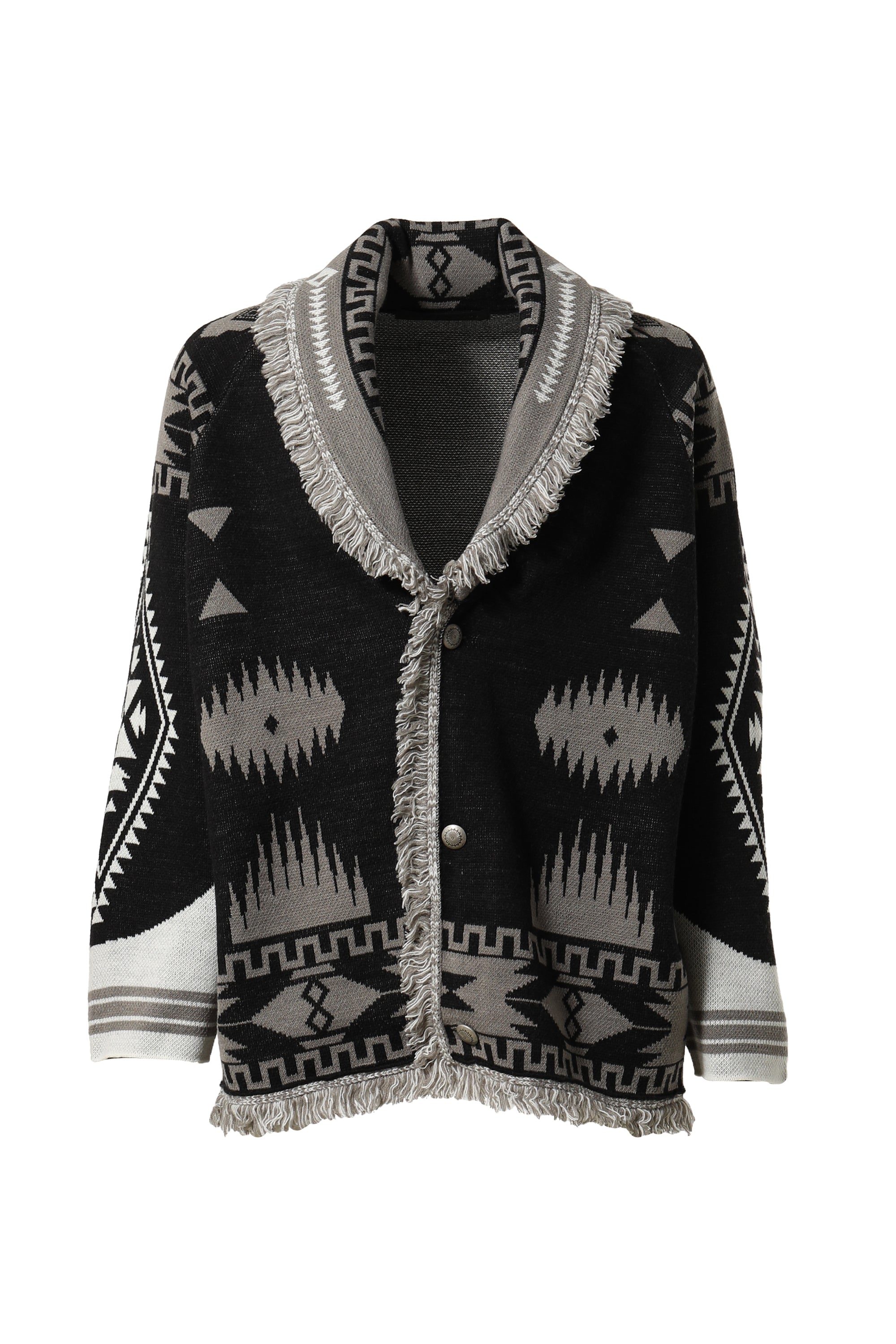 JUN/NAKAYAMA ジュンナカヤマ FW23 SHAWL KNIT CARDIGAN / BLK WHT -NUBIAN