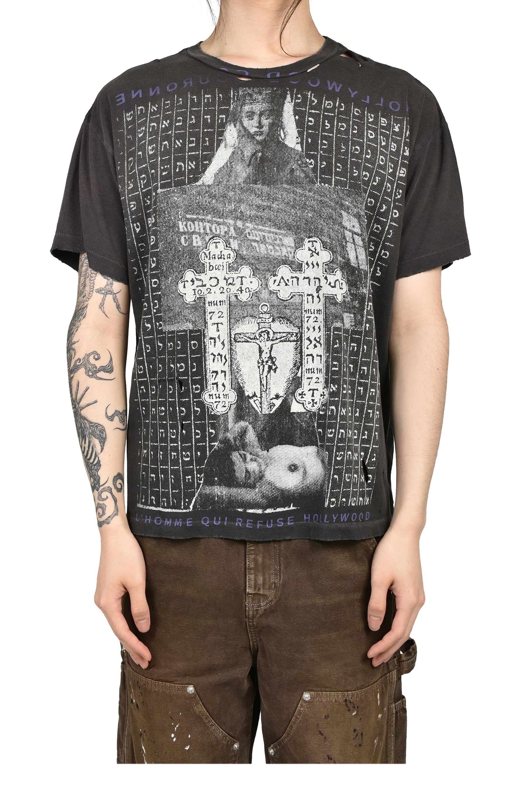 HOLLYWOOD COURONNE T-SHIRT / WASHED BLK