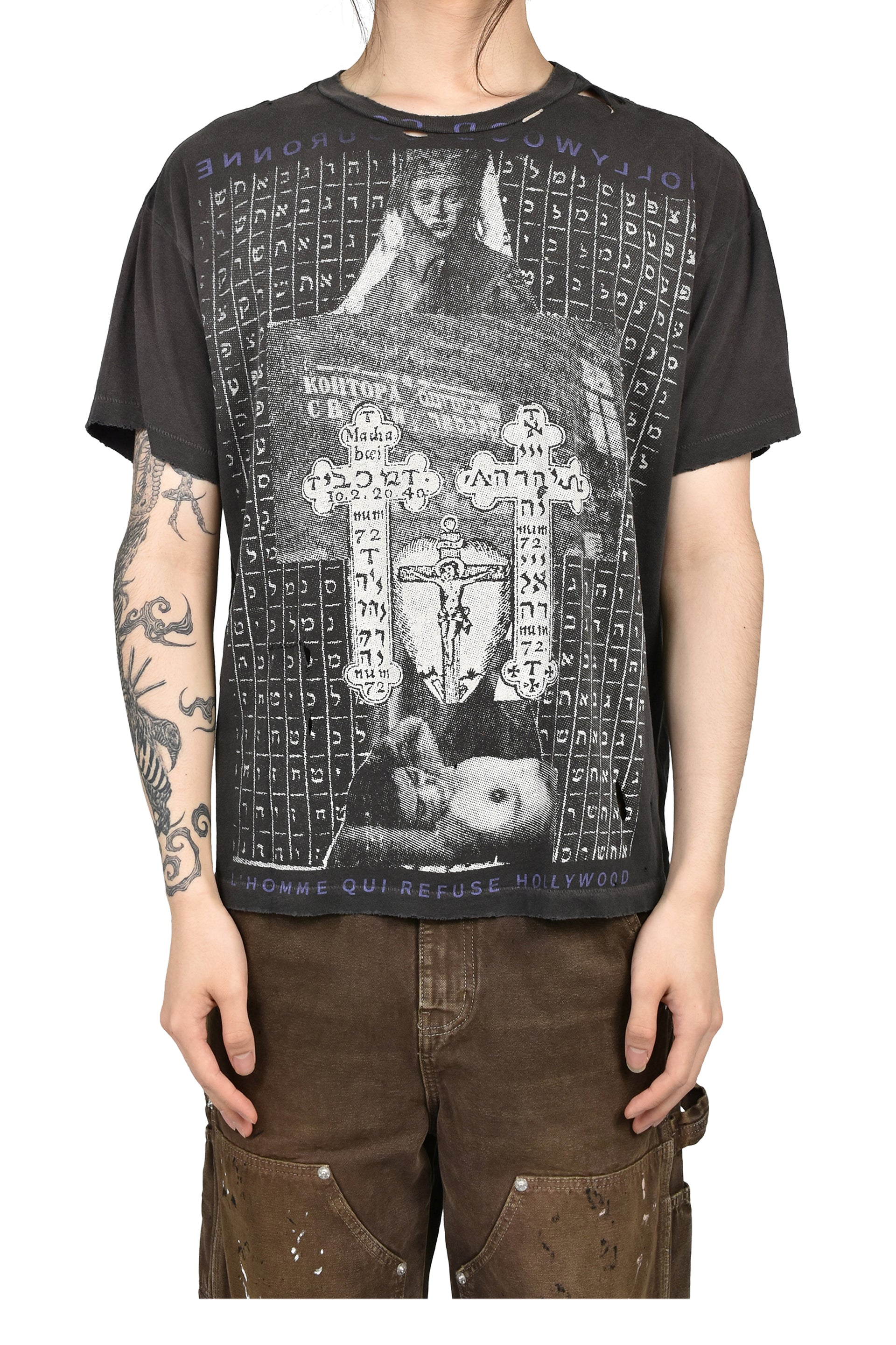HOLLYWOOD COURONNE T-SHIRT / WASHED BLK
