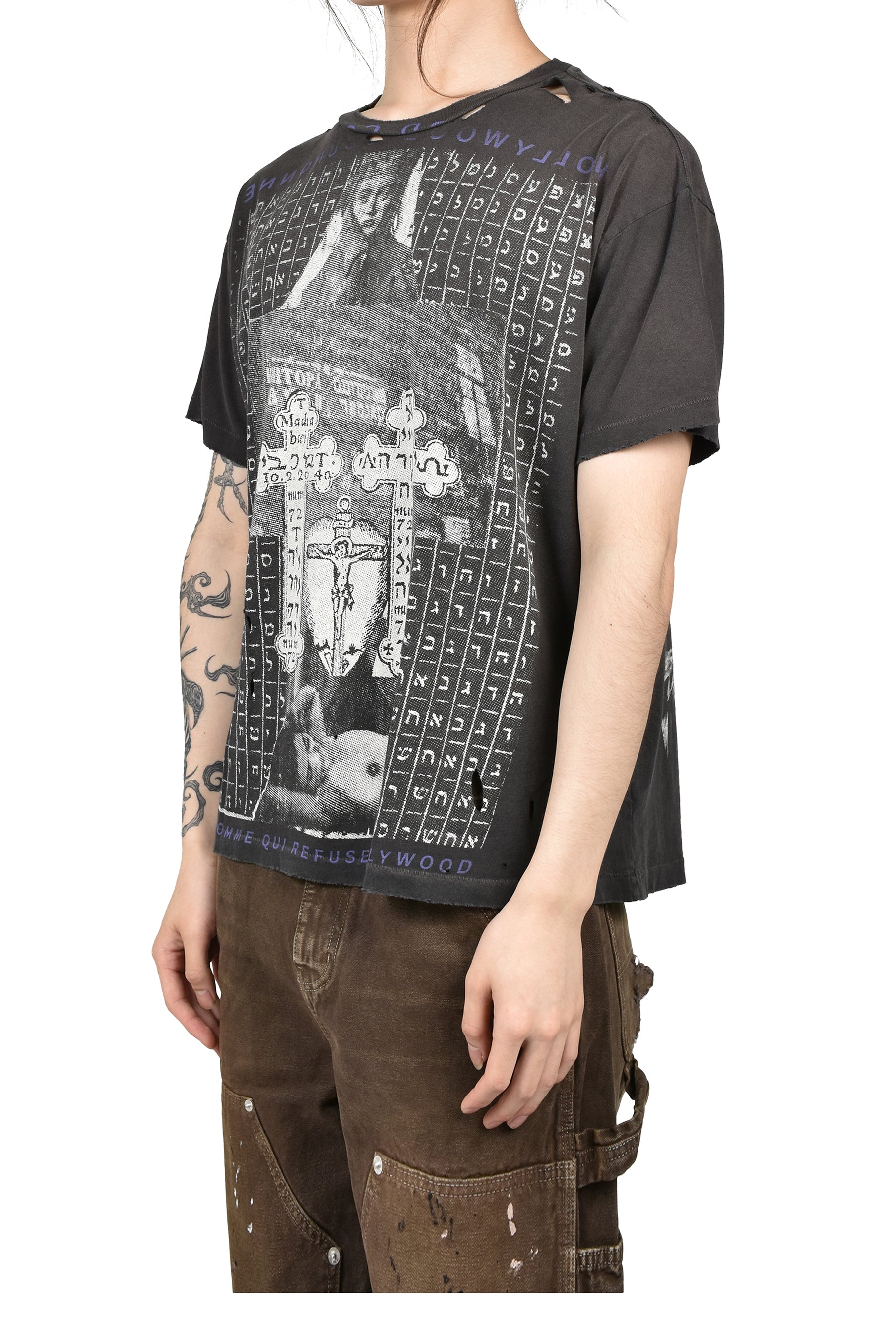 HOLLYWOOD COURONNE T-SHIRT / WASHED BLK