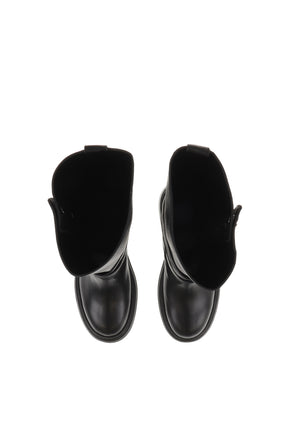 SNAP OPEN MIDDLE BOOTS / BLK