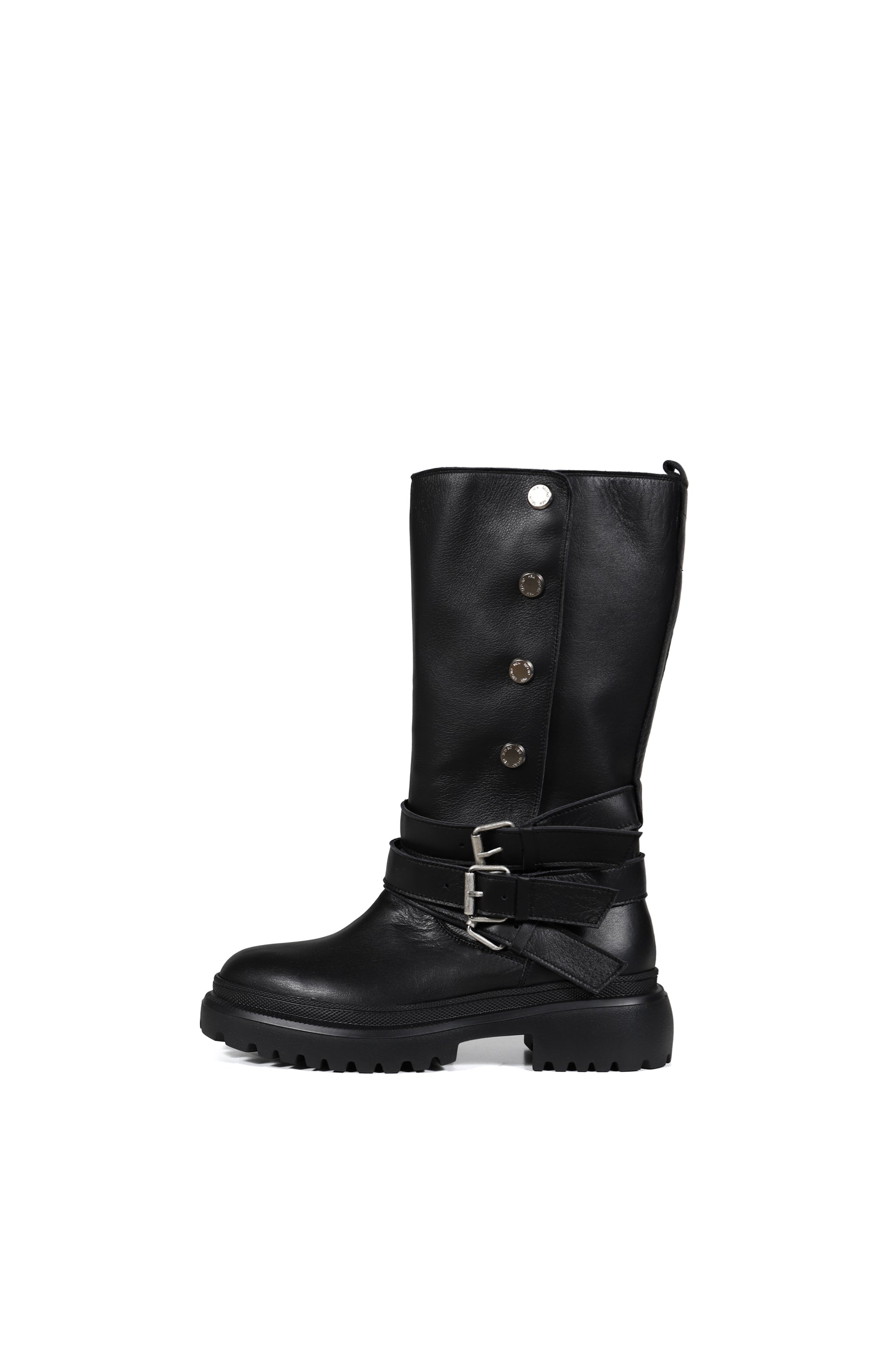SNAP OPEN MIDDLE BOOTS / BLK
