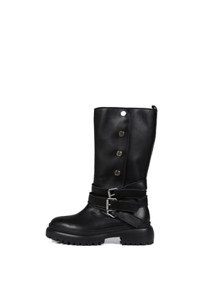 SNAP OPEN MIDDLE BOOTS / BLK