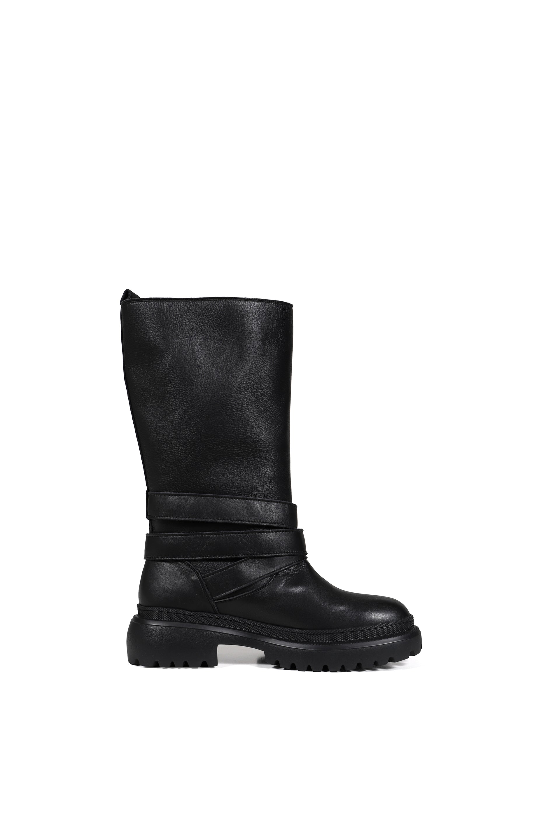 SNAP OPEN MIDDLE BOOTS / BLK
