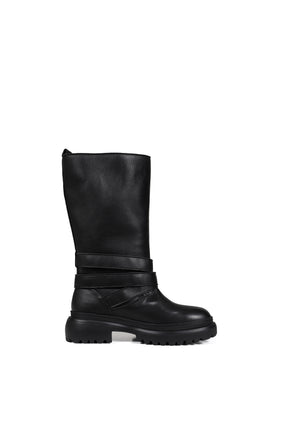SNAP OPEN MIDDLE BOOTS / BLK