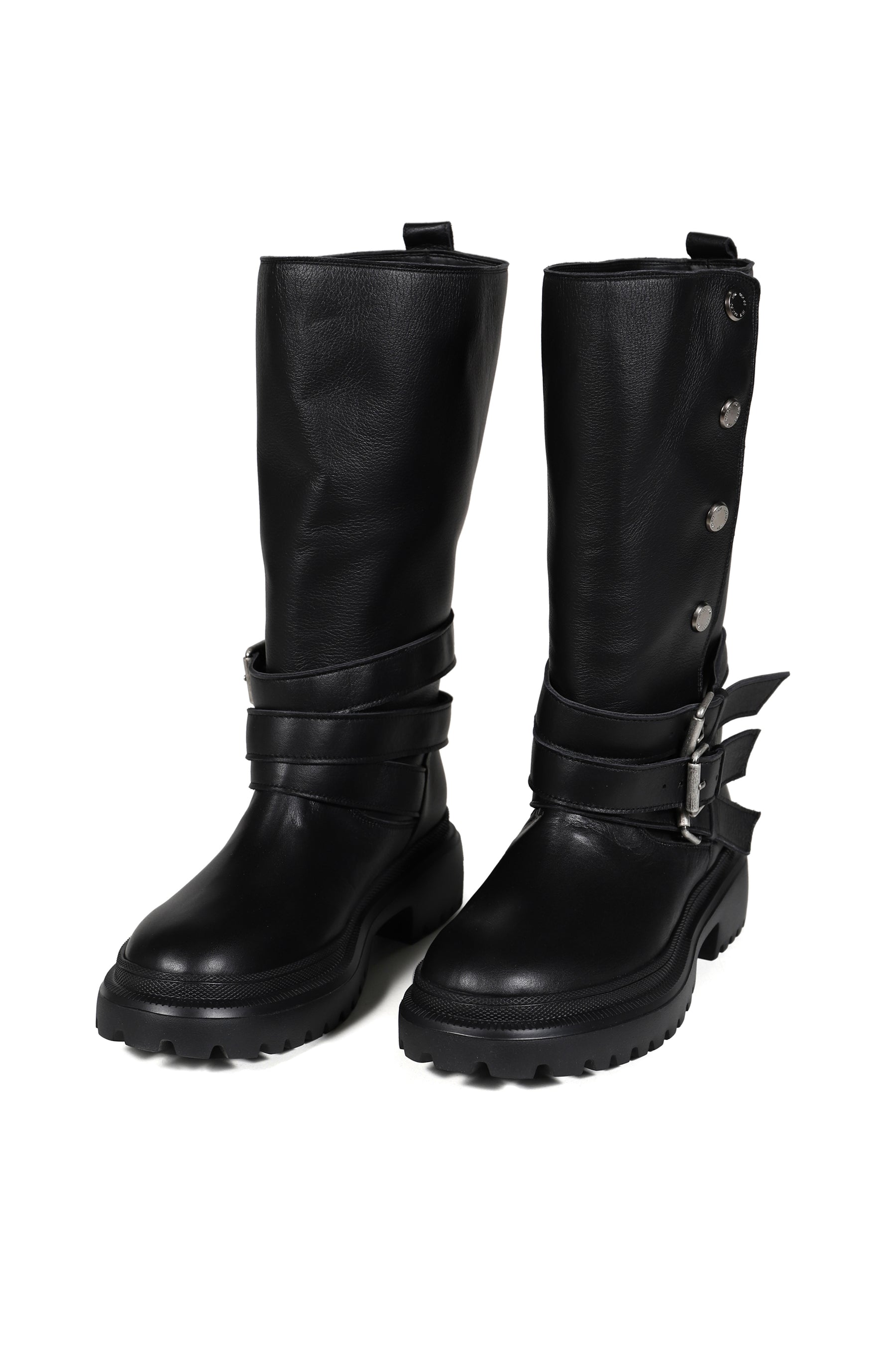 SNAP OPEN MIDDLE BOOTS / BLK