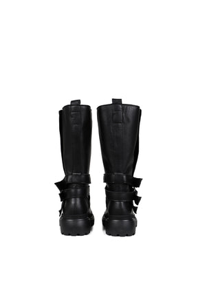 SNAP OPEN MIDDLE BOOTS / BLK