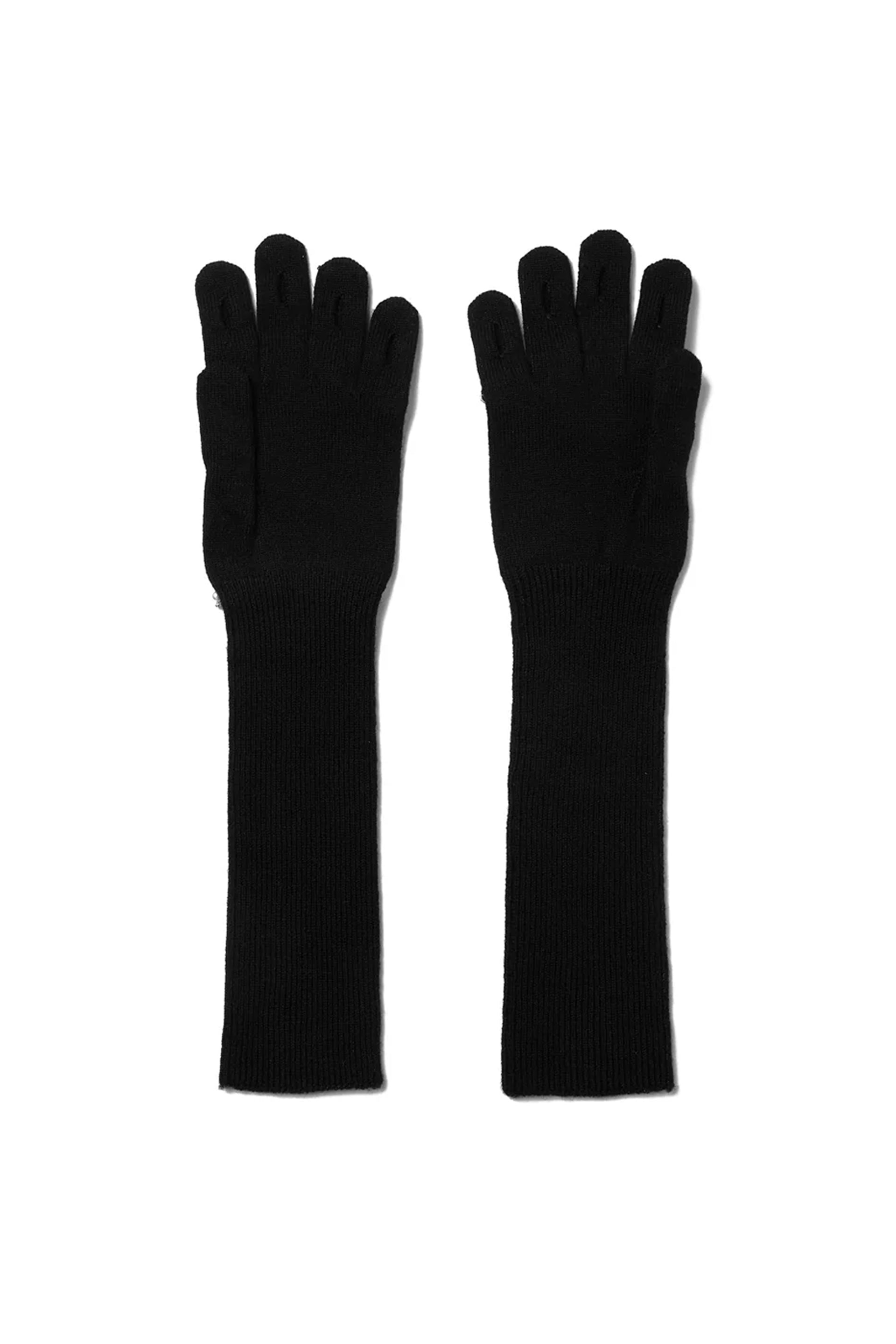 JEWELRY ATTACHED LONG GLOVES/SMALL / BLK/SIL