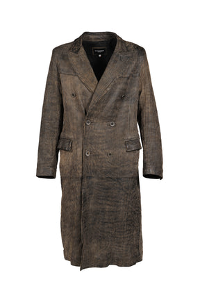 CORDUROY LEATHER COAT / GRY