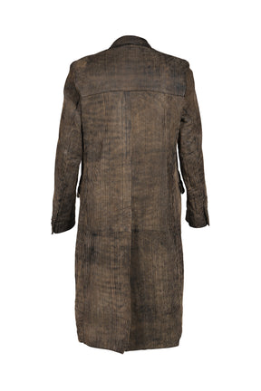 CORDUROY LEATHER COAT / GRY