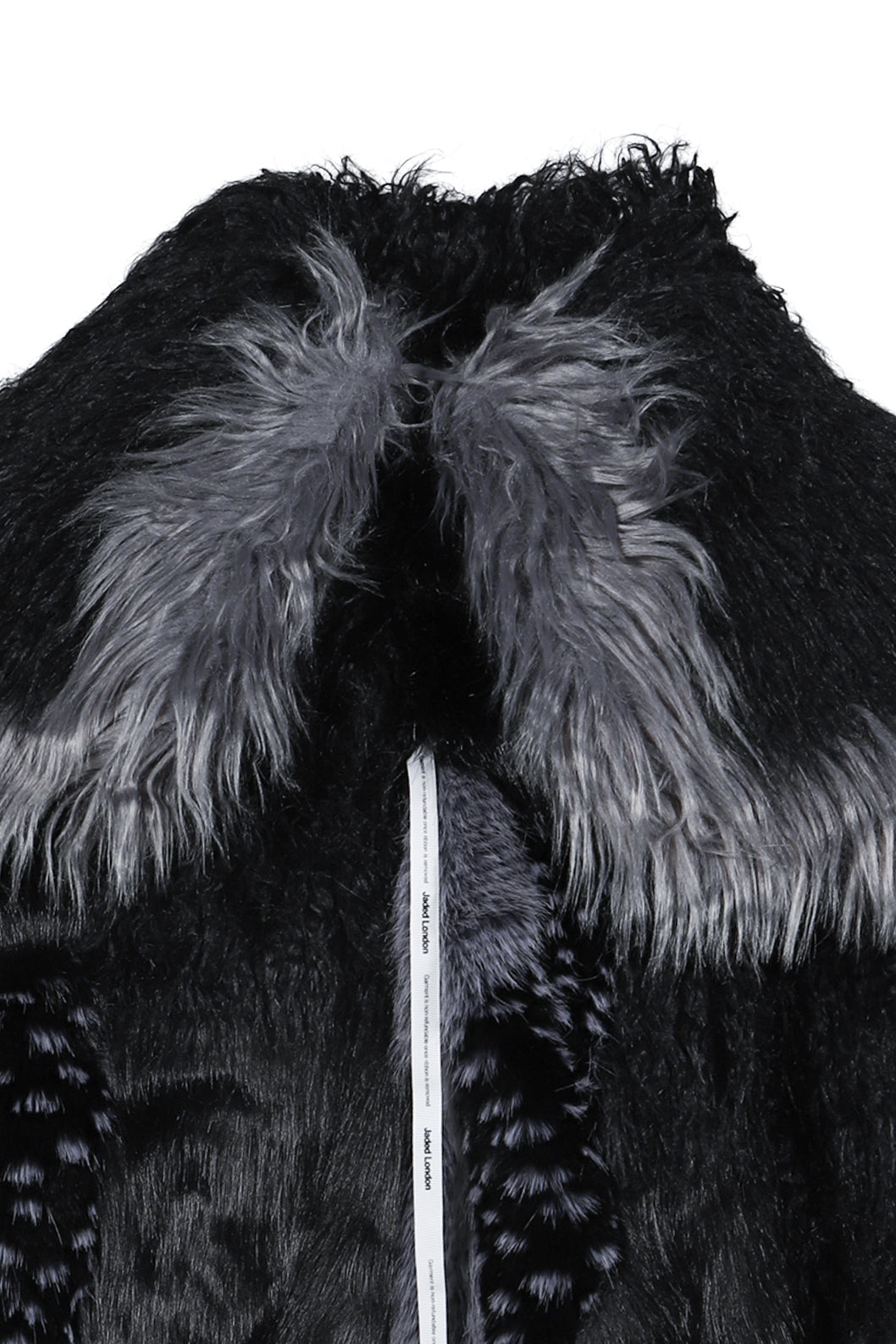 PATCHWORK FUR ASYM COAT - BLACK / BLK