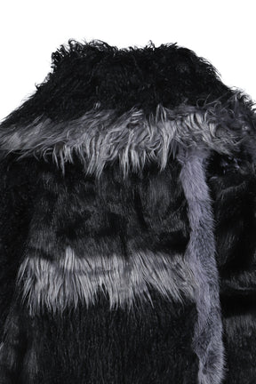 PATCHWORK FUR ASYM COAT - BLACK / BLK