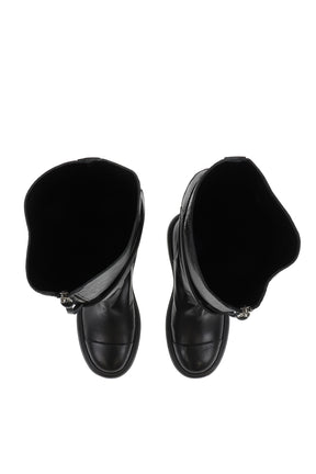 FOLDED BELT LONG BOOTS / BLK