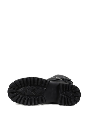 FOLDED BELT LONG BOOTS / BLK