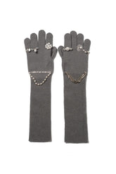 JEWELRY ATTACHED LONG GLOVES/SMALL / GRY