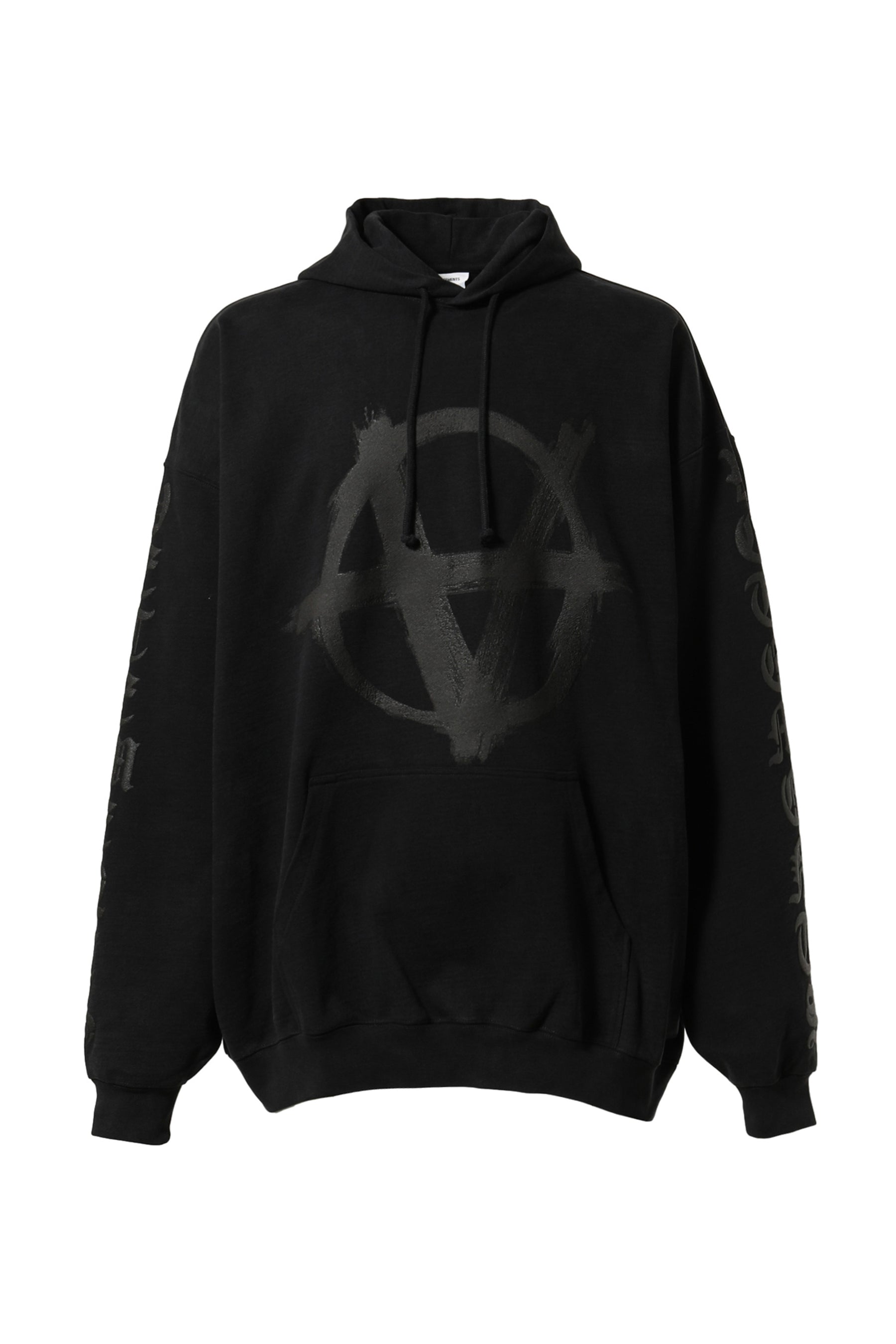 VETEMENTS ヴェトモン FW23 REVERSE ANARCHY HOODIE / WASHED BLK BLK