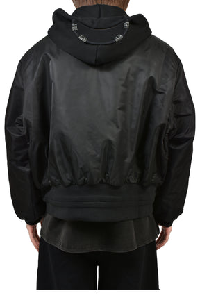HOODED MA-1 BOMBER JACKET / BLK