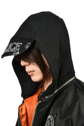 HOODED MA-1 BOMBER JACKET / BLK