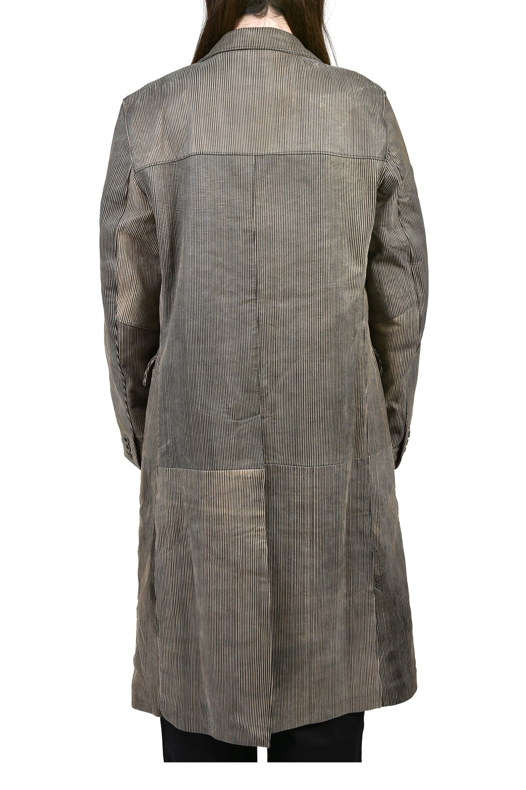 CORDUROY LEATHER COAT / GRY