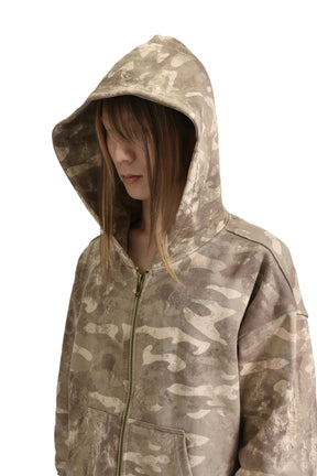 CAMO MONOGRAM ZIP UP HOODIE / BRW