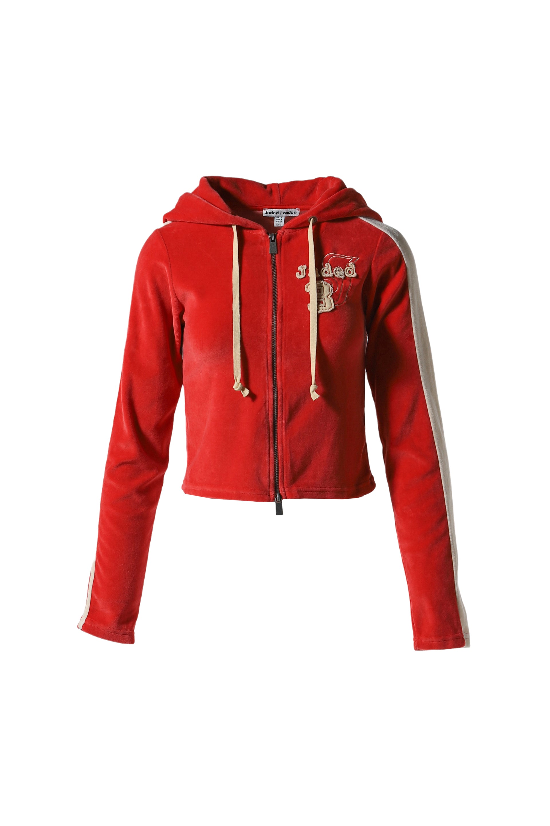 THREE VELOR FITTED HOODIE / RED