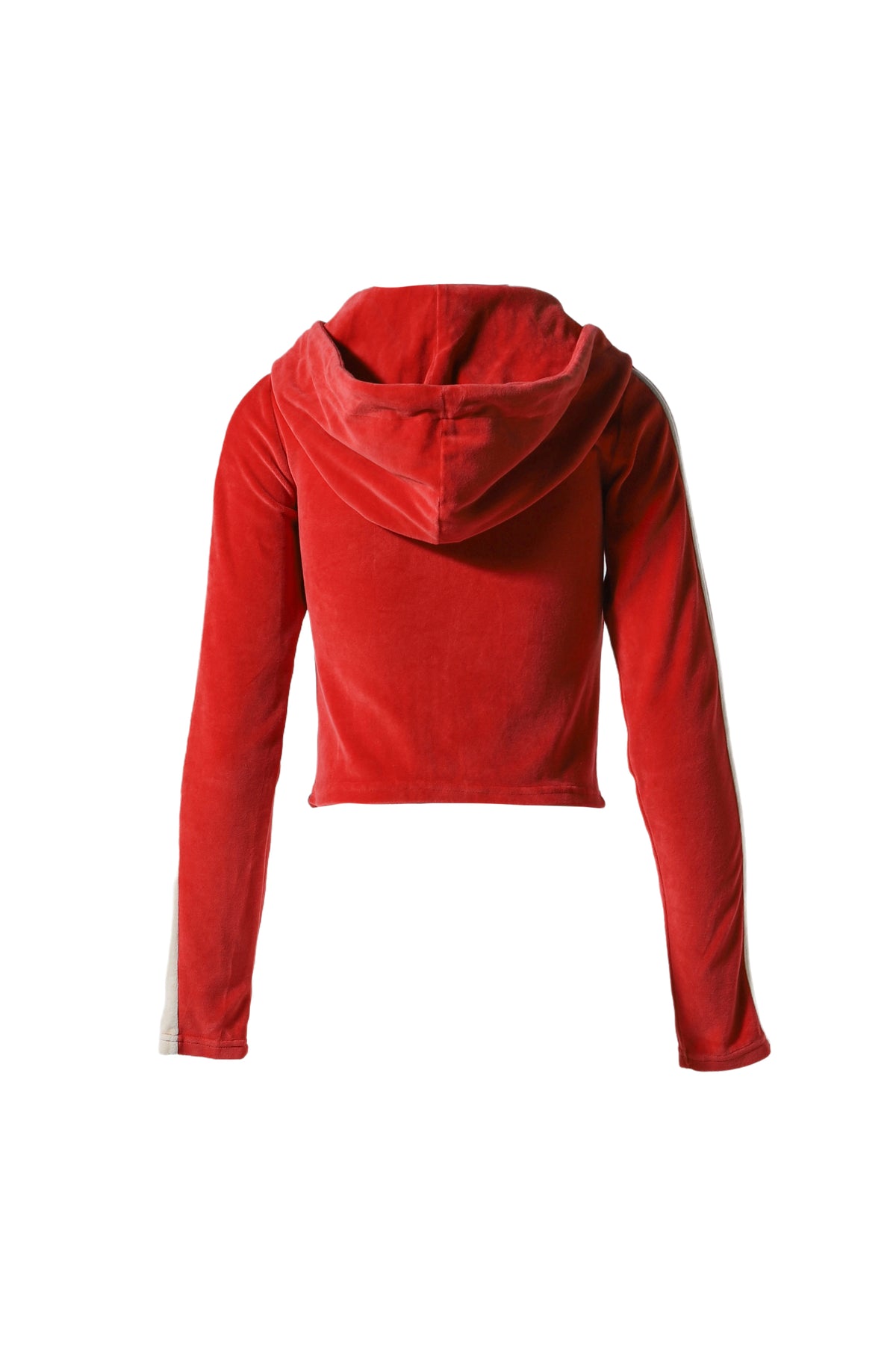 THREE VELOUR FITTED HOODIE / RED