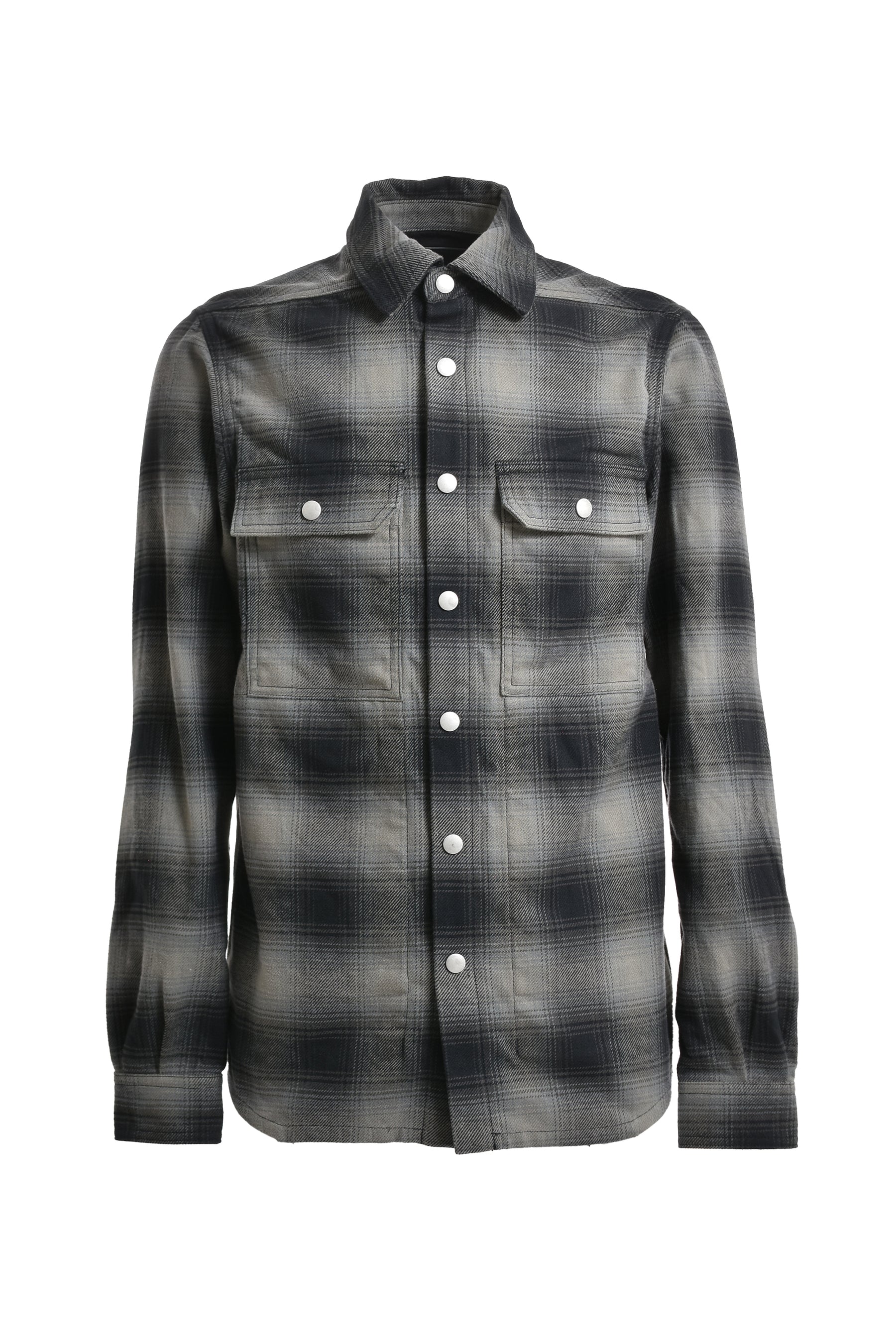 Rick Owens DRKSHDW FW23 OUTERSHIRT / BLK OMBRE PLAID -NUBIAN