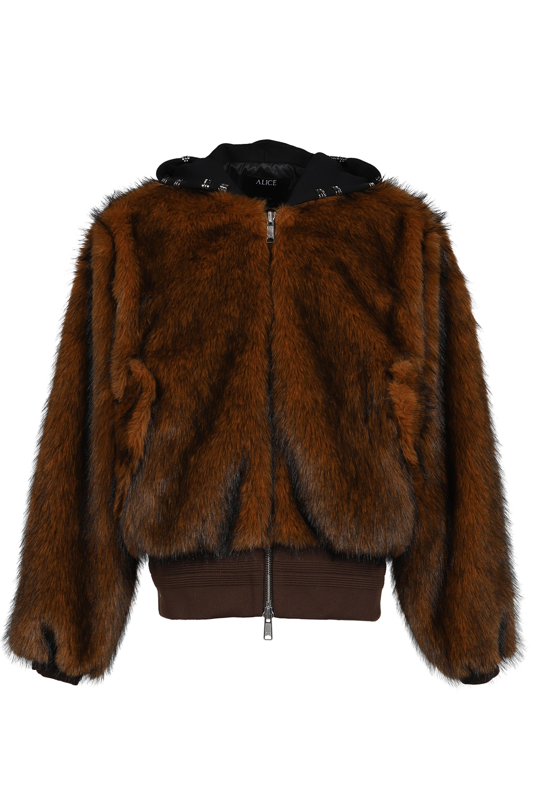 HOODED MA-1 BOMBER FUR JACKET / BRW