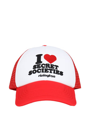 SECRET SOCIETIES TRUCKER HAT / WHT/RED