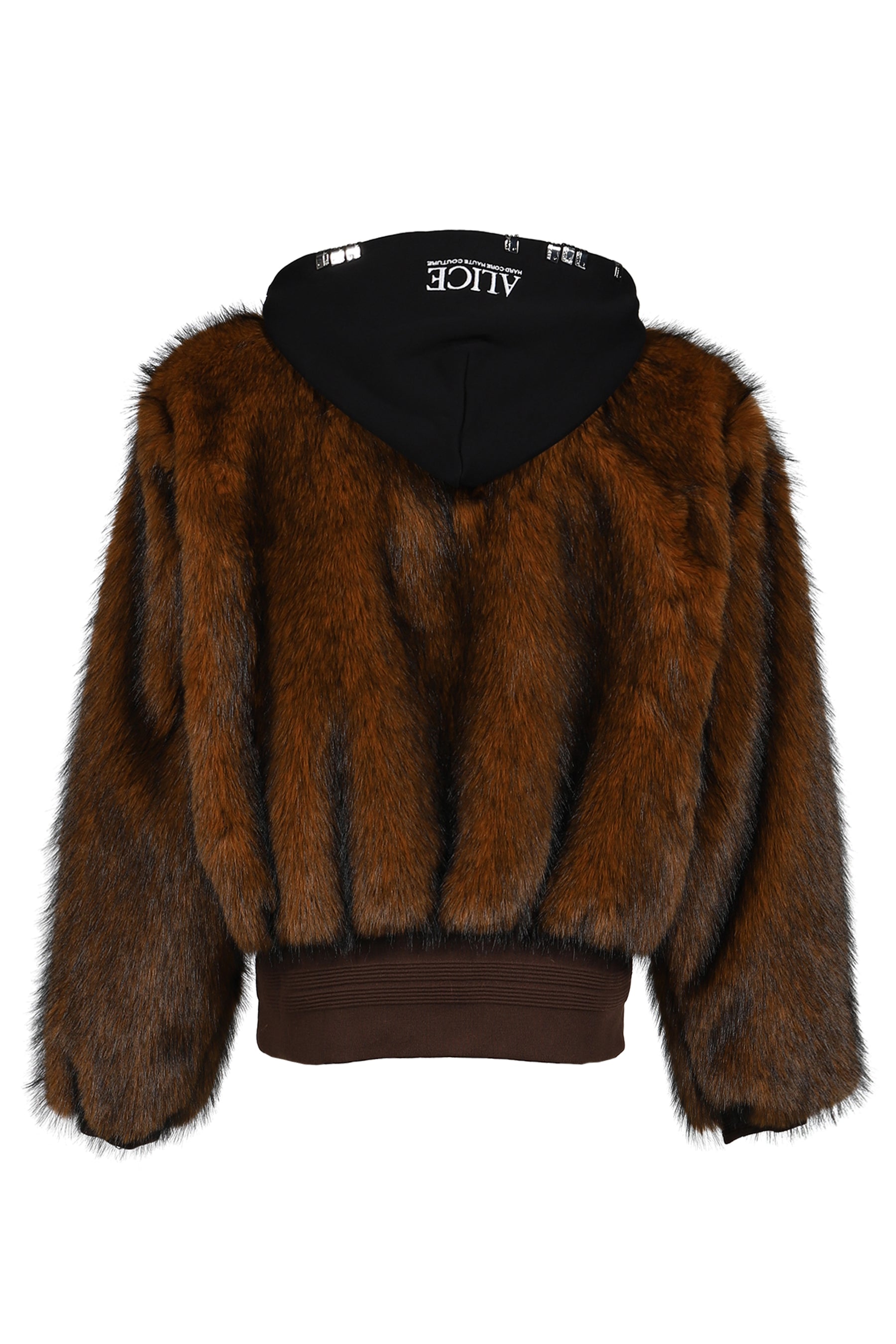 HOODED MA-1 BOMBER FUR JACKET / BRW