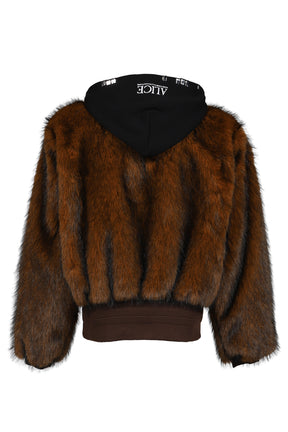 HOODED MA-1 BOMBER FUR JACKET / BRW