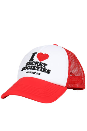 SECRET SOCIETIES TRUCKER HAT / WHT/RED
