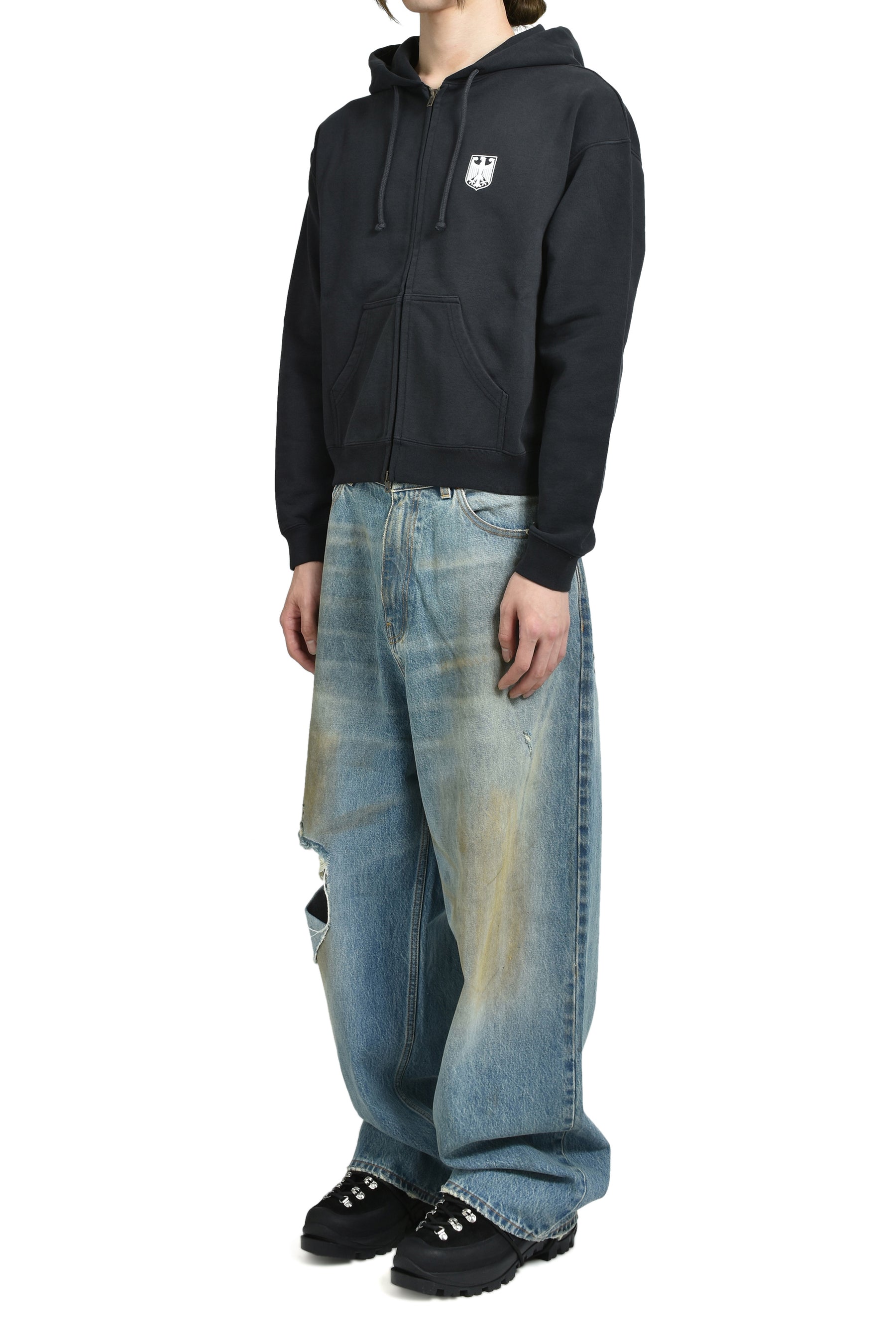 DISTRESSED BAGGY JEANS / DISTRESSED LT. BLU