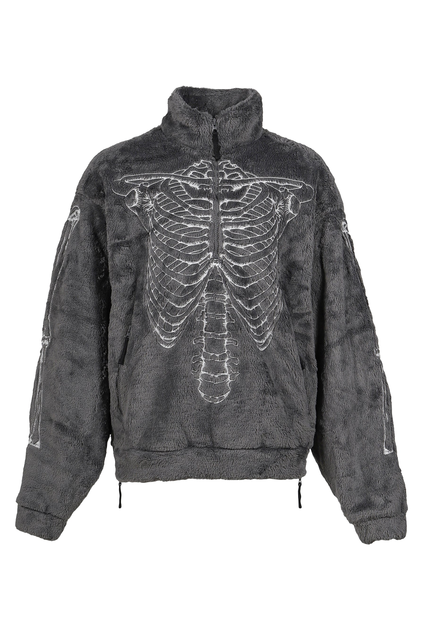 GLOWINTHEDARK SKELTON FLEECEJACKET / GRY
