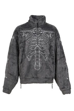 GLOWINTHEDARK SKELTON FLEECEJACKET / GRY