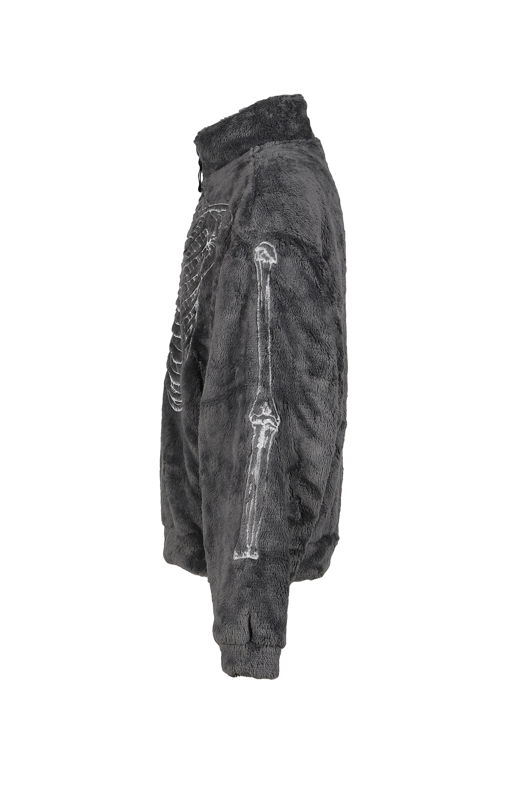 GLOWINTHEDARK SKELTON FLEECEJACKET / GRY