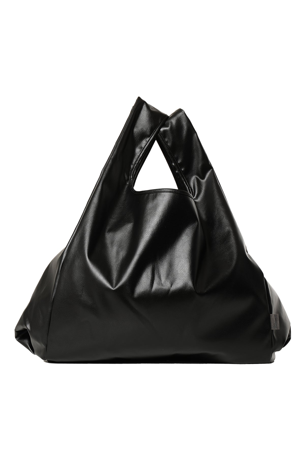 FAUX LEATHER SMALL TOTE / BLK
