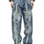 TC BONE LEATHER DENIM PANTS / BLU