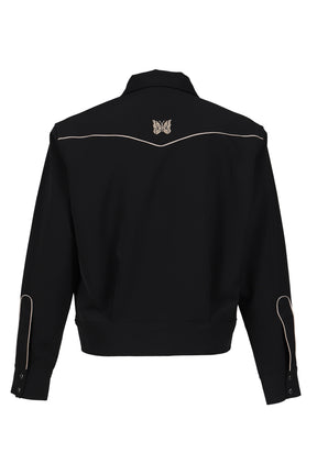PIPING COWBOY JACKET - POLY DOUBLE CLOTH / BLK