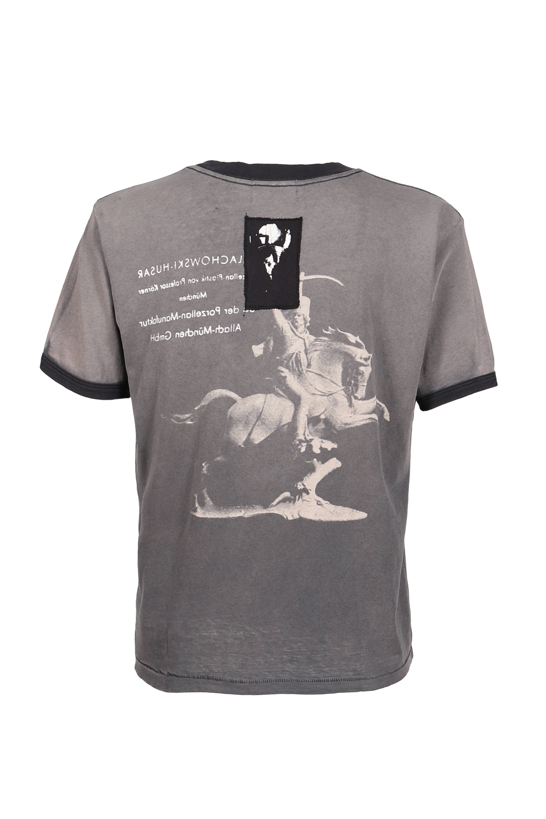 PORCELAIN DOG PATCH RINGER T-SHIRT / FADED CHA BLK